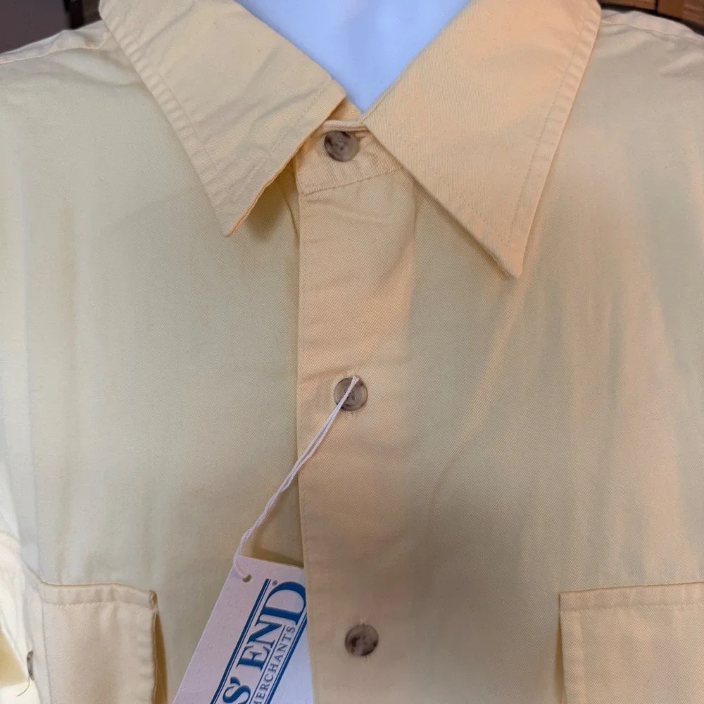 Lands End Mens Yellow Long Sleeve Button Down Utility Shirt HT-138 NWT